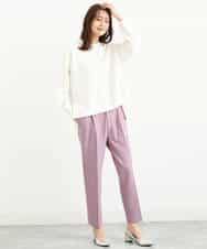 FOLJP36140 MK MICHEL KLEIN(MK ミッシェルクラン) 裏起毛ベーシックテーパードパンツ（無地・チェック）/Comfortシリーズ/洗える ライトグレー（チェック）