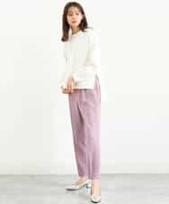 FOLJP36140 MK MICHEL KLEIN(MK ミッシェルクラン) 裏起毛ベーシックテーパードパンツ（無地・チェック）/Comfortシリーズ/洗える ライトグレー（チェック）