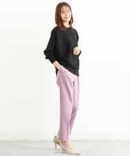 FOLJP36140 MK MICHEL KLEIN(MK ミッシェルクラン) 裏起毛ベーシックテーパードパンツ（無地・チェック）/Comfortシリーズ/洗える ライトグレー（チェック）