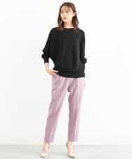 FOLJP36140 MK MICHEL KLEIN(MK ミッシェルクラン) 裏起毛ベーシックテーパードパンツ（無地・チェック）/Comfortシリーズ/洗える ライトグレー（チェック）