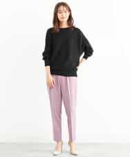 FOLJP36140 MK MICHEL KLEIN(MK ミッシェルクラン) 裏起毛ベーシックテーパードパンツ（無地・チェック）/Comfortシリーズ/洗える ライトグレー（チェック）