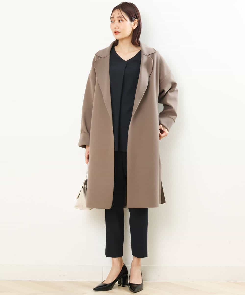 FOLJP36140 MK MICHEL KLEIN(MK ミッシェルクラン) 裏起毛ベーシックテーパードパンツ（無地・チェック）/Comfortシリーズ/洗える ライトグレー（チェック）