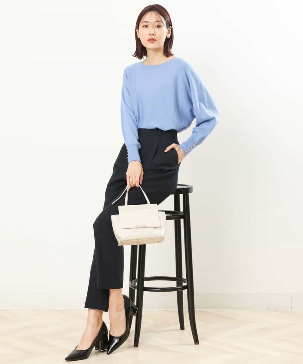 FOLJP36140 MK MICHEL KLEIN(MK ミッシェルクラン) 裏起毛ベーシックテーパードパンツ（無地・チェック）/Comfortシリーズ/洗える ライトグレー（チェック）