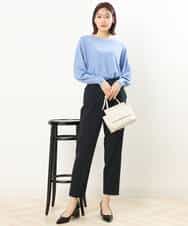 FOLJP36140 MK MICHEL KLEIN(MK ミッシェルクラン) 裏起毛ベーシックテーパードパンツ（無地・チェック）/Comfortシリーズ/洗える ライトグレー（チェック）