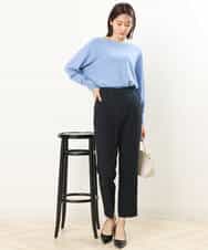FOLJP36140 MK MICHEL KLEIN(MK ミッシェルクラン) 裏起毛ベーシックテーパードパンツ（無地・チェック）/Comfortシリーズ/洗える ライトグレー（チェック）