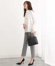 FOLJS38140 MK MICHEL KLEIN(MK ミッシェルクラン) 裏起毛テーパードパンツ(無地・チェック)/洗える ネイビー