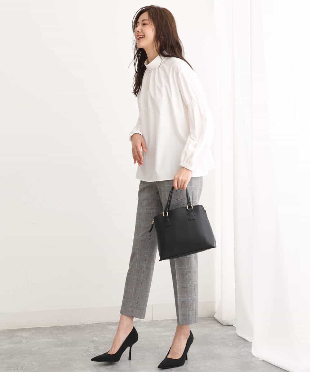 FOLJS38140 MK MICHEL KLEIN(MK ミッシェルクラン) 裏起毛テーパードパンツ(無地・チェック)/洗える ネイビー