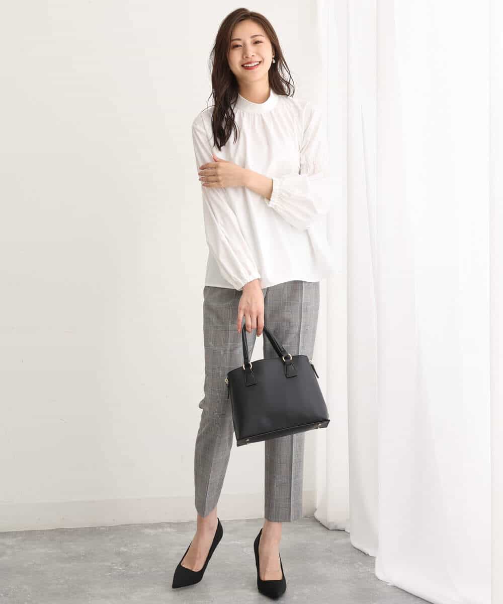 FOLJS38140 MK MICHEL KLEIN(MK ミッシェルクラン) 裏起毛テーパードパンツ(無地・チェック)/洗える ネイビー