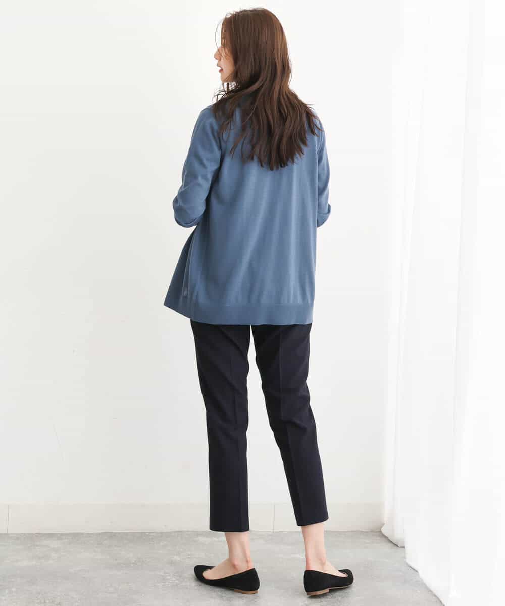 FOLJS38140 MK MICHEL KLEIN(MK ミッシェルクラン) 裏起毛テーパードパンツ(無地・チェック)/洗える ネイビー