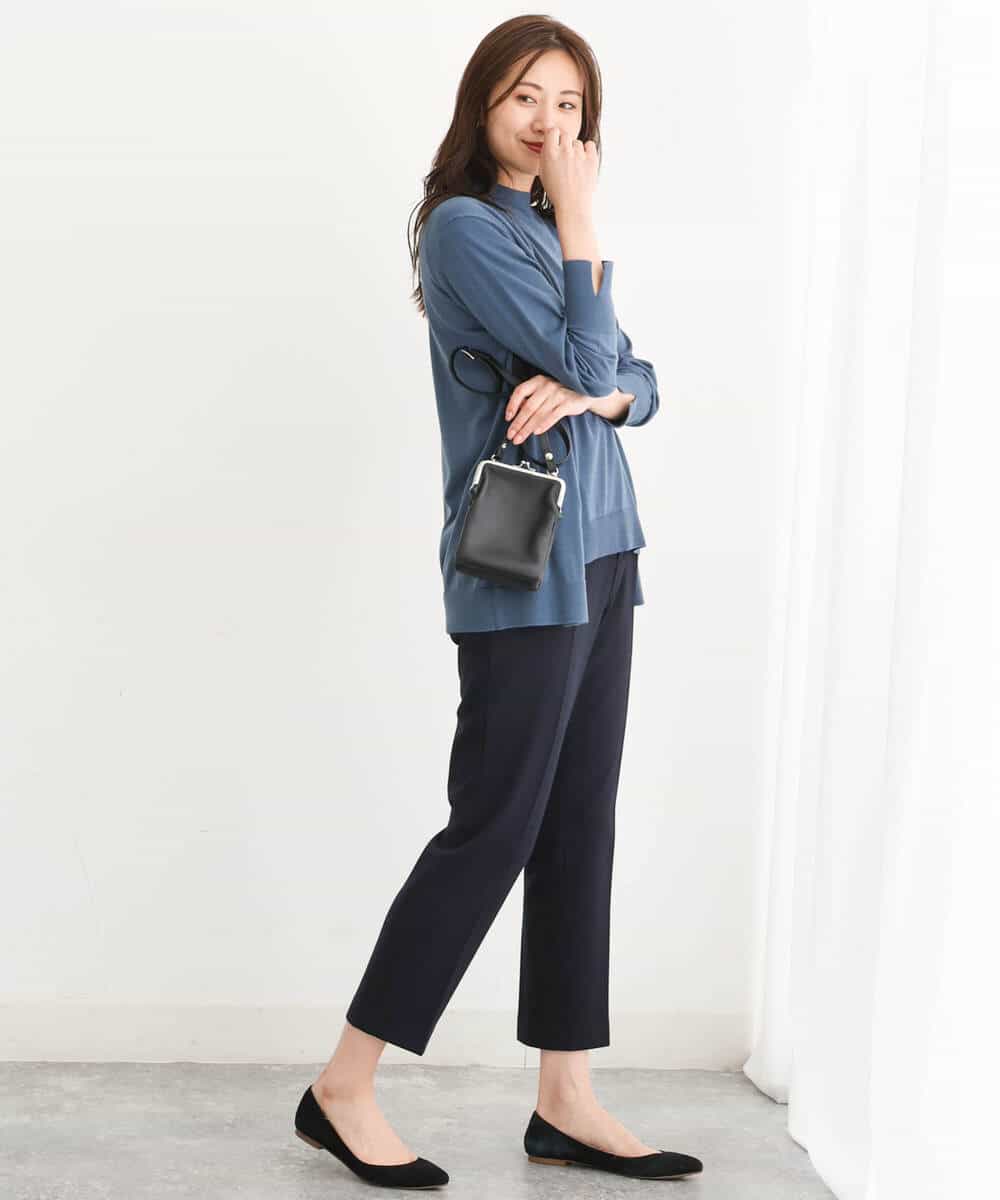 FOLJS38140 MK MICHEL KLEIN(MK ミッシェルクラン) 裏起毛テーパードパンツ(無地・チェック)/洗える ネイビー