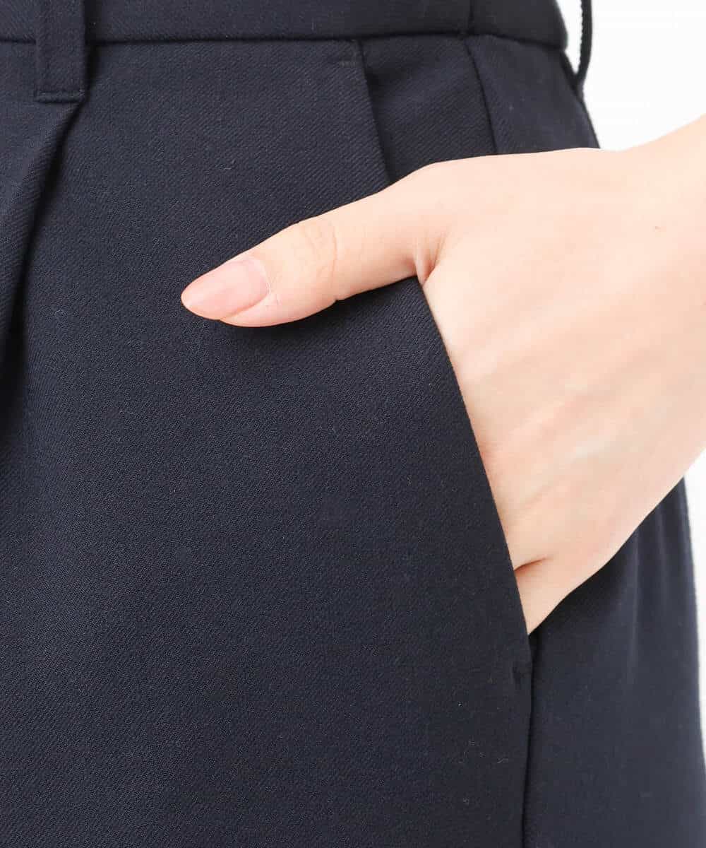 FOLJS38140 MK MICHEL KLEIN(MK ミッシェルクラン) 裏起毛テーパードパンツ(無地・チェック)/洗える ネイビー