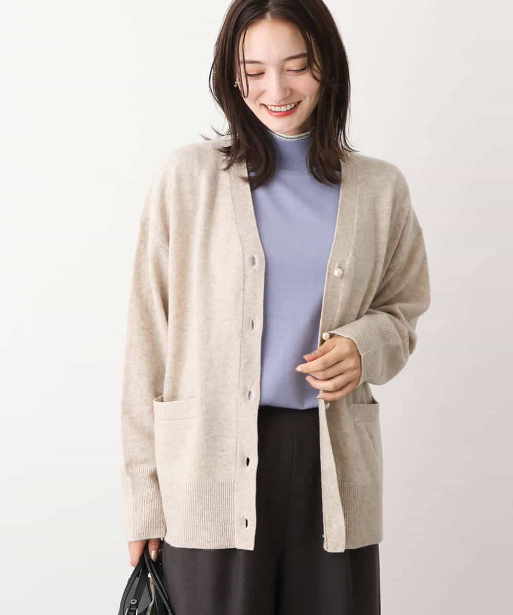 FOSAV09160 MK MICHEL KLEIN(MK ミッシェルクラン) airwoolニットカーディガン ベージュ