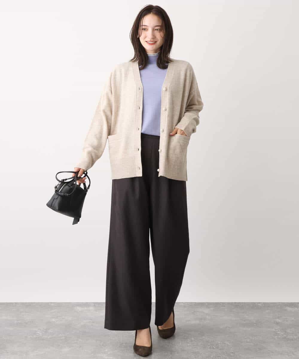 FOSAV09160 MK MICHEL KLEIN(MK ミッシェルクラン) airwoolニットカーディガン ベージュ