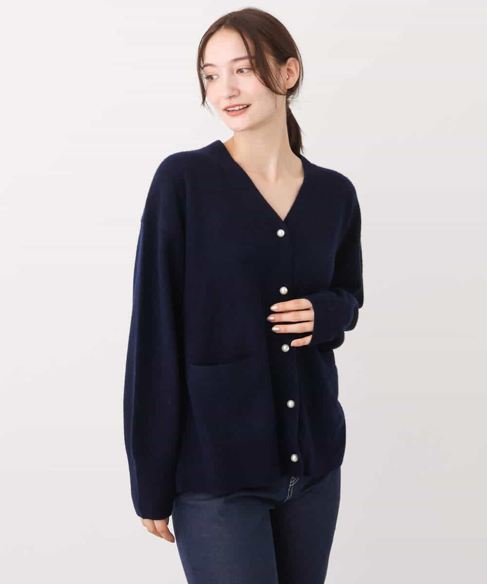 FOSAV09160 MK MICHEL KLEIN(MK ミッシェルクラン) airwoolニットカーディガン ベージュ