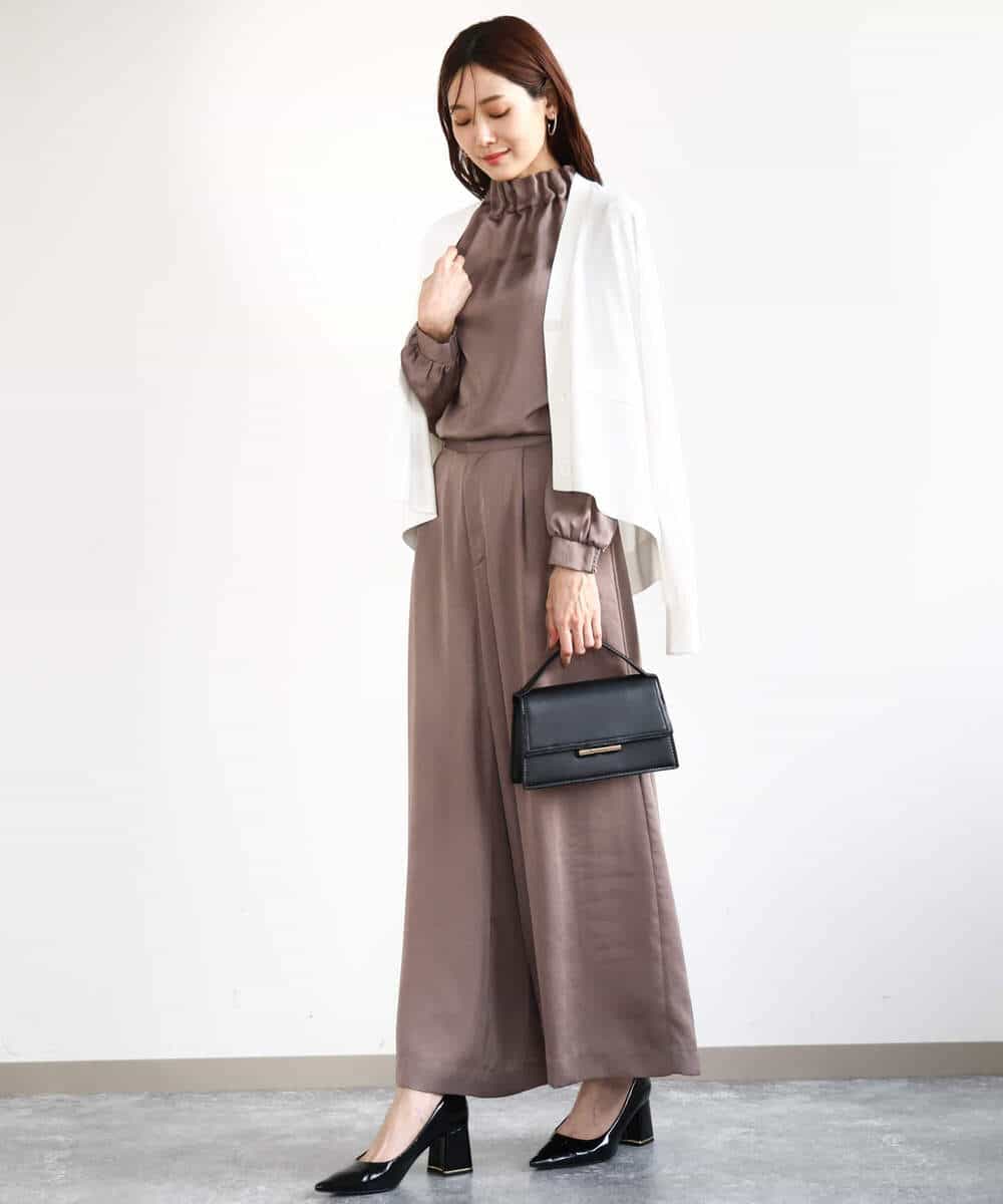 FOSGA30140 MK MICHEL KLEIN(MK ミッシェルクラン) Vネックサイドスリットニットカーディガン/UVカット/接触冷感/洗える ネイビー