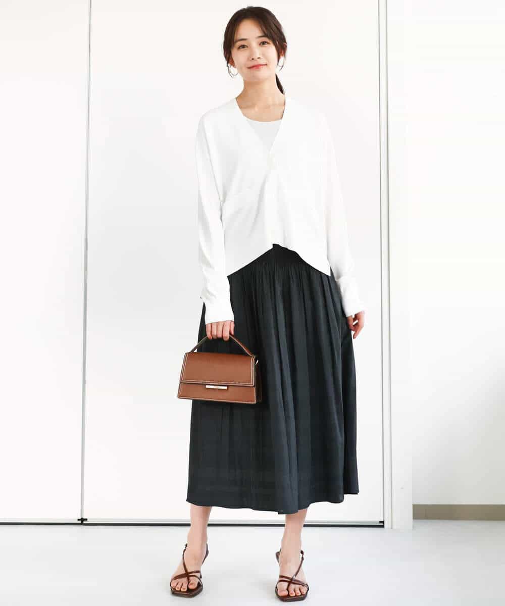 FOSGA30140 MK MICHEL KLEIN(MK ミッシェルクラン) Vネックサイドスリットニットカーディガン/UVカット/接触冷感/洗える ネイビー