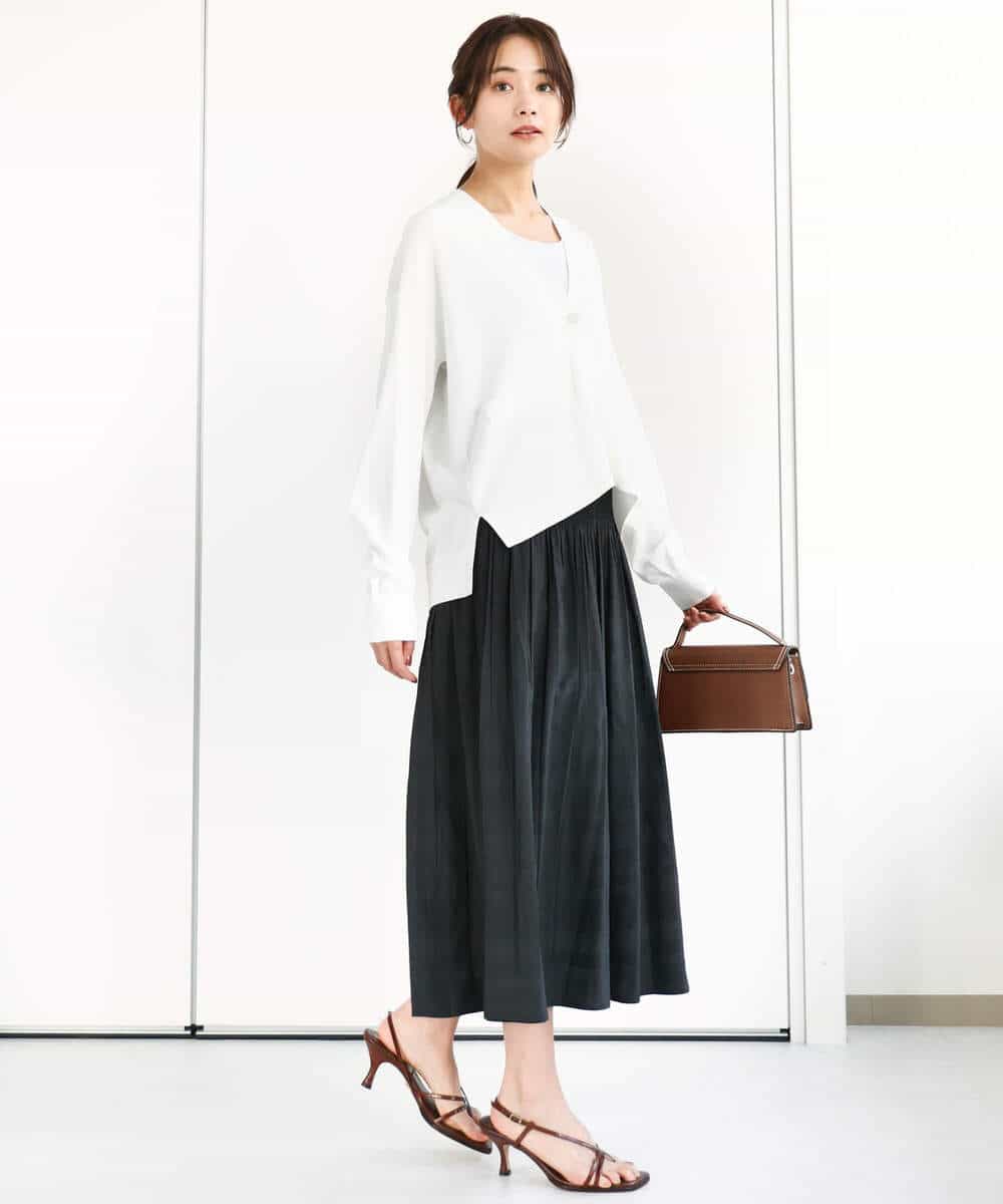 FOSGA30140 MK MICHEL KLEIN(MK ミッシェルクラン) Vネックサイドスリットニットカーディガン/UVカット/接触冷感/洗える ネイビー