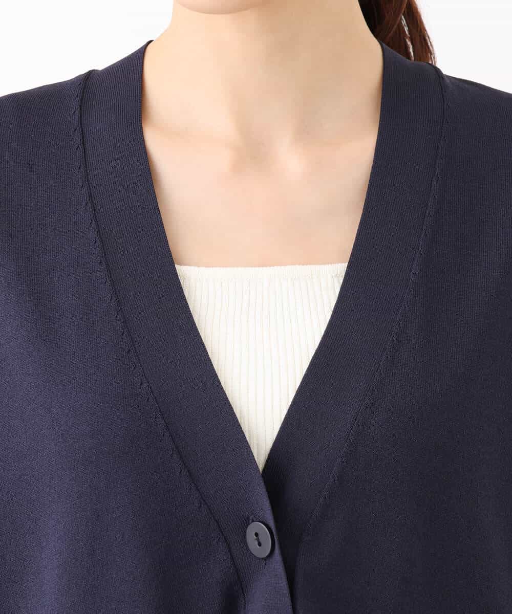 FOSGA30140 MK MICHEL KLEIN(MK ミッシェルクラン) Vネックサイドスリットニットカーディガン/UVカット/接触冷感/洗える ネイビー