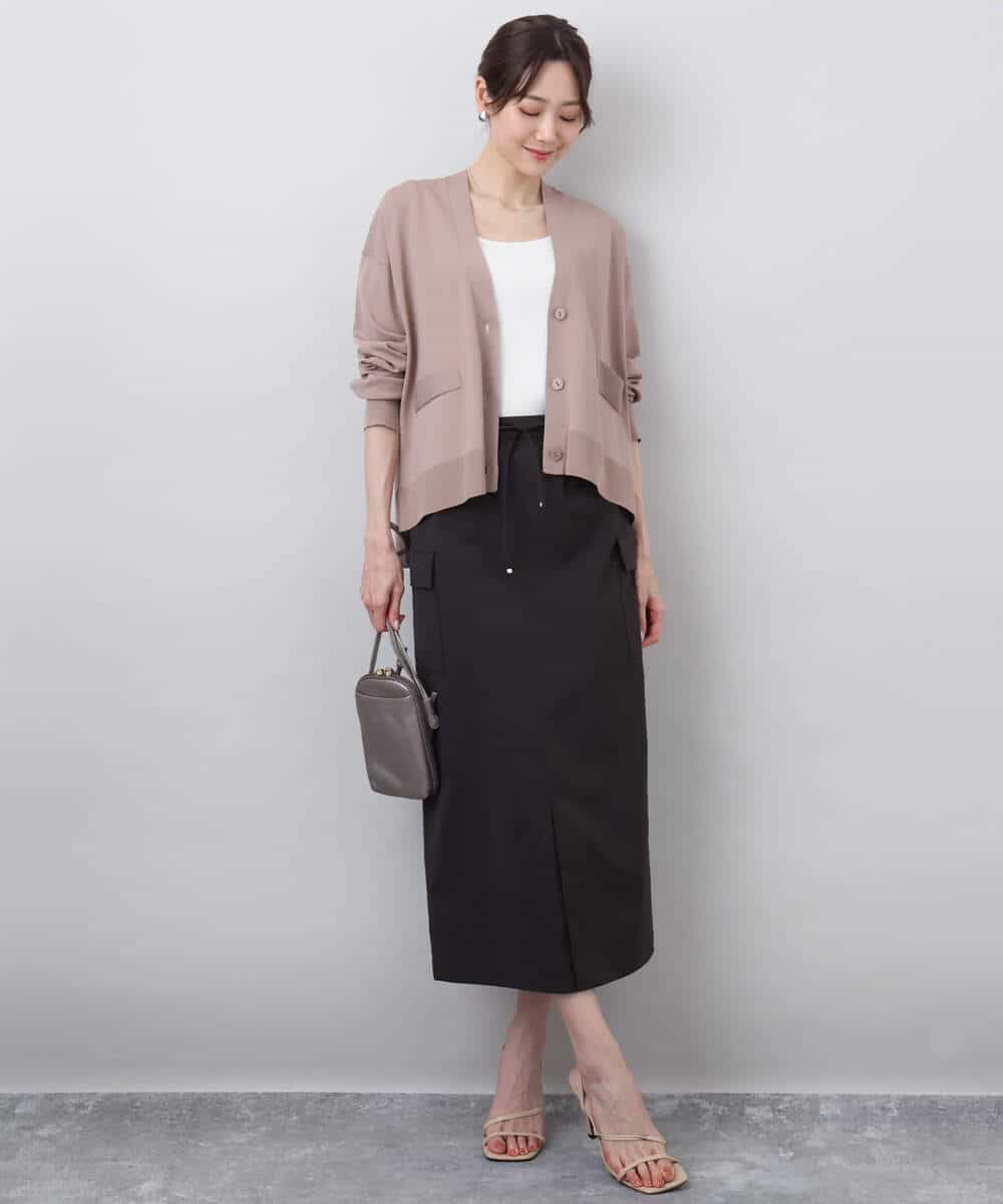 FOSGA30140 MK MICHEL KLEIN(MK ミッシェルクラン) Vネックサイドスリットニットカーディガン/UVカット/接触冷感/洗える ネイビー