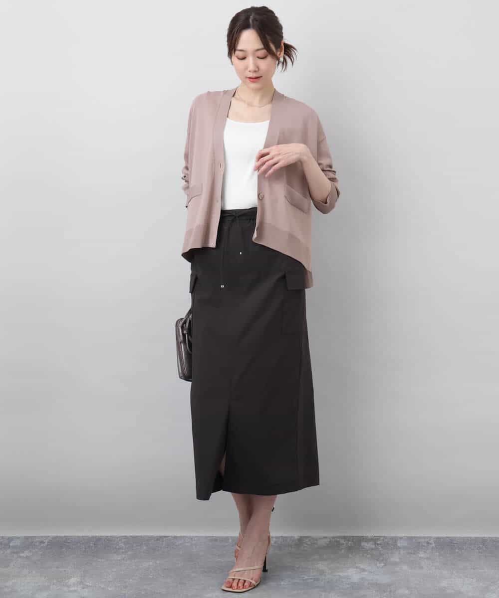 FOSGA30140 MK MICHEL KLEIN(MK ミッシェルクラン) Vネックサイドスリットニットカーディガン/UVカット/接触冷感/洗える ネイビー