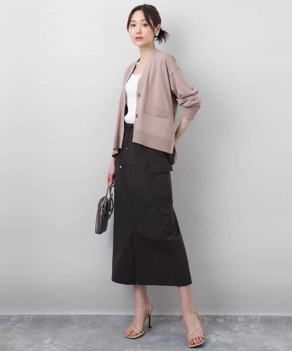 FOSGA30140 MK MICHEL KLEIN(MK ミッシェルクラン) Vネックサイドスリットニットカーディガン/UVカット/接触冷感/洗える ネイビー
