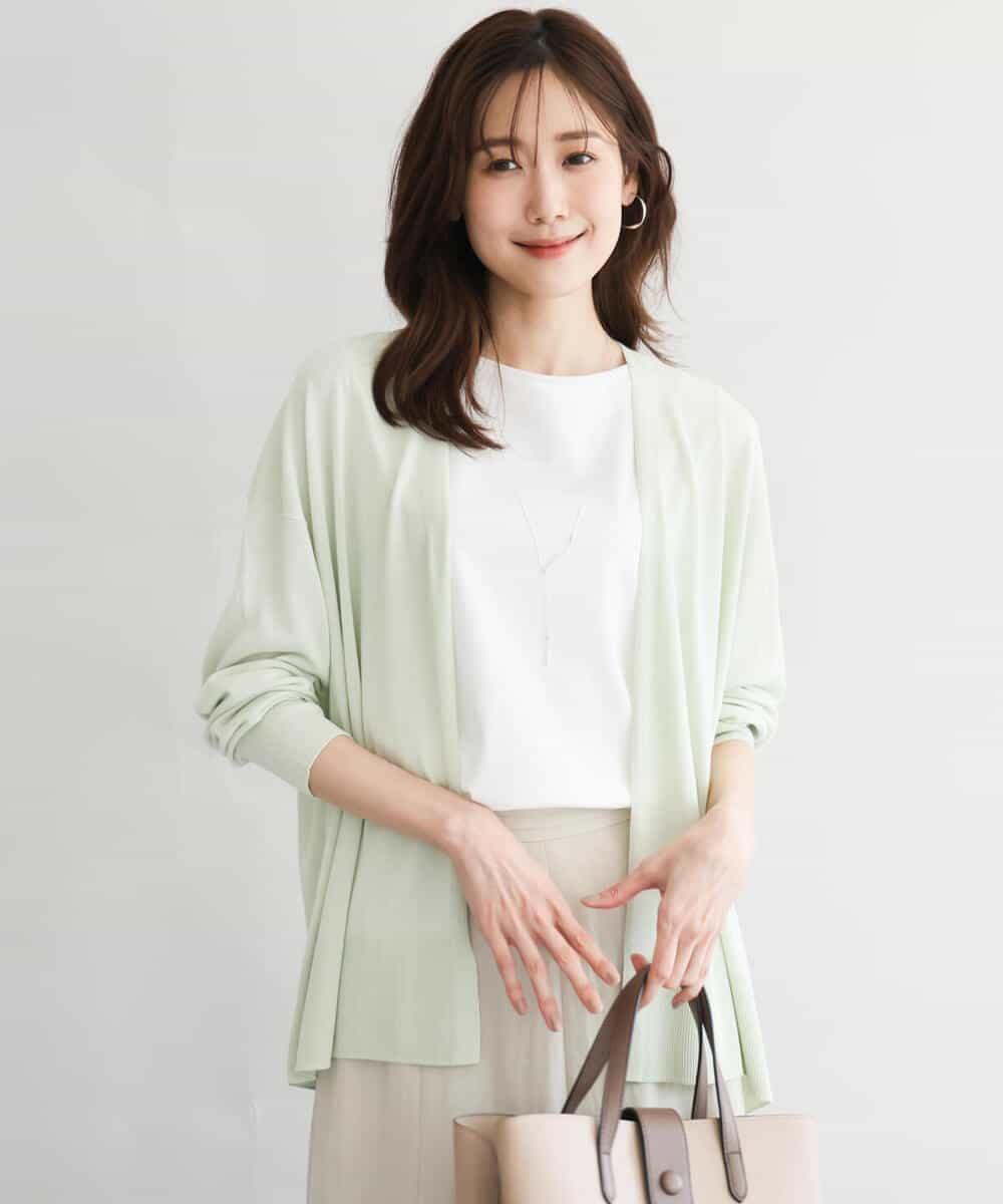 FOSGD50140 MK MICHEL KLEIN(MK ミッシェルクラン) [接触冷感/洗える]ミドル丈着流しカーディガン ミント