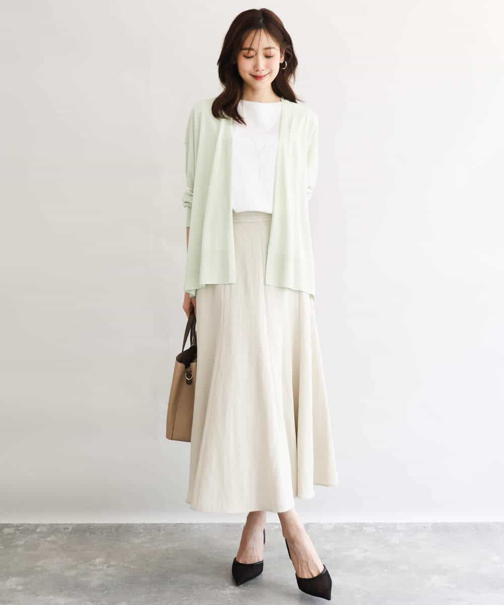 FOSGD50140 MK MICHEL KLEIN(MK ミッシェルクラン) [接触冷感/洗える]ミドル丈着流しカーディガン ミント