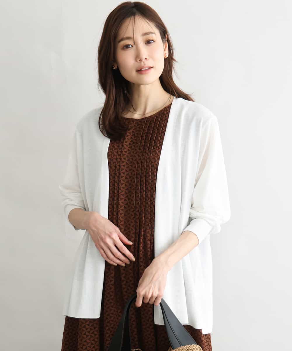 FOSGD50140 MK MICHEL KLEIN(MK ミッシェルクラン) [接触冷感/洗える]ミドル丈着流しカーディガン ホワイト