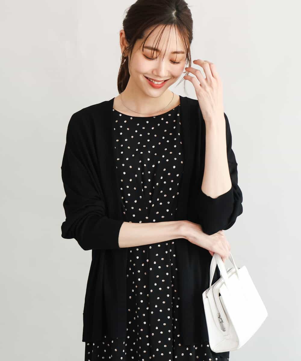 FOSGD50140 MK MICHEL KLEIN(MK ミッシェルクラン) [接触冷感/洗える]ミドル丈着流しカーディガン ブラック