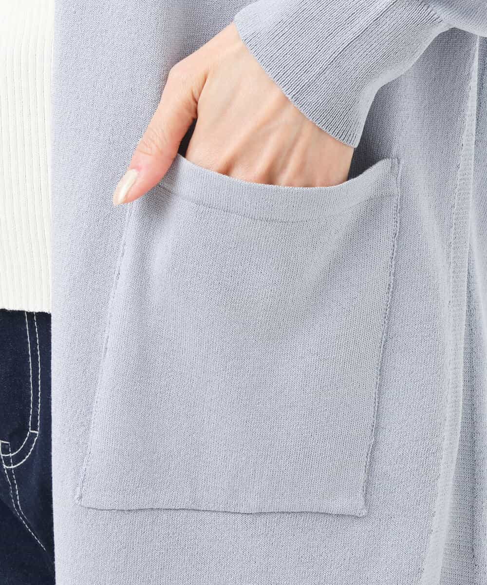 FOSGS02130 MK MICHEL KLEIN(MK ミッシェルクラン) 着流しロングニットカーディガン/洗える ブルーグレー