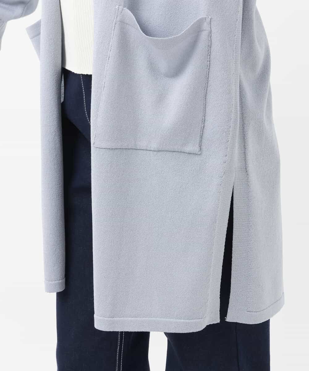 FOSGS02130 MK MICHEL KLEIN(MK ミッシェルクラン) 着流しロングニットカーディガン/洗える ブルーグレー