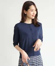FOSHD60130 MK MICHEL KLEIN(MK ミッシェルクラン) [UVカット/接触冷感/洗える]5分袖ニットカーディガン レモンイエロー