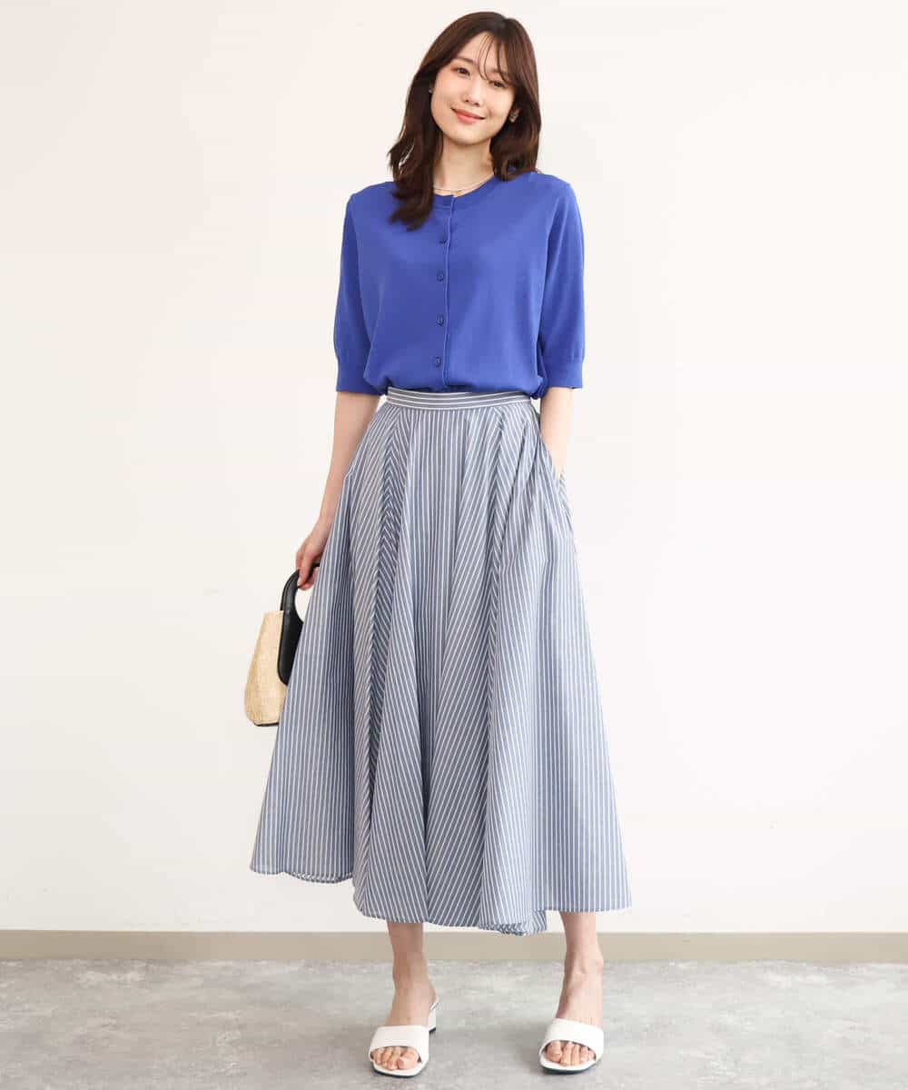 FOSHD60130 MK MICHEL KLEIN(MK ミッシェルクラン) [UVカット/接触冷感/洗える]5分袖ニットカーディガン レモンイエロー