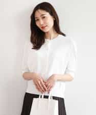 FOSHD60130 MK MICHEL KLEIN(MK ミッシェルクラン) [UVカット/接触冷感/洗える]5分袖ニットカーディガン レモンイエロー