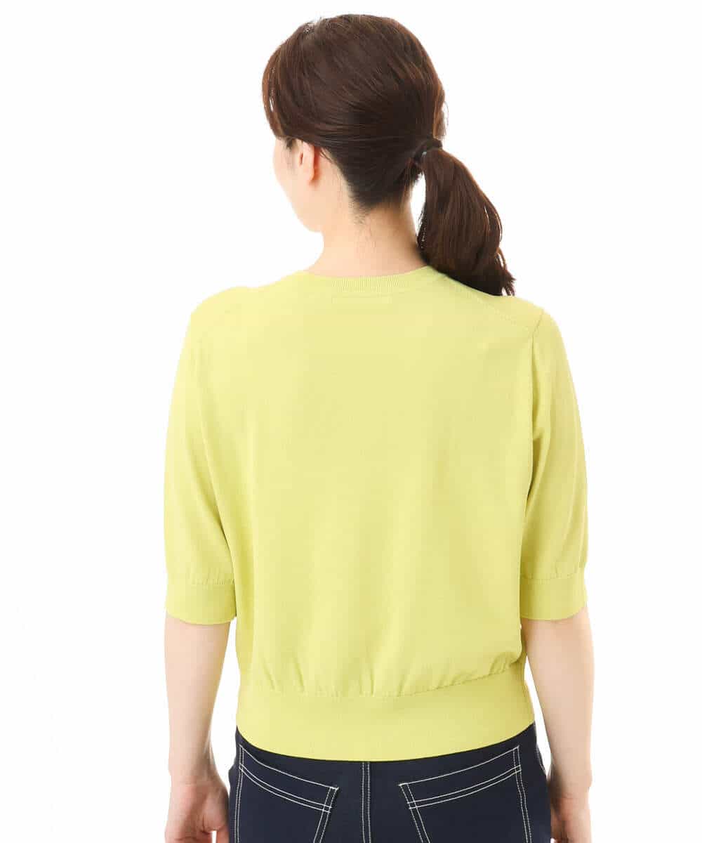 FOSHD60130 MK MICHEL KLEIN(MK ミッシェルクラン) [UVカット/接触冷感/洗える]5分袖ニットカーディガン レモンイエロー