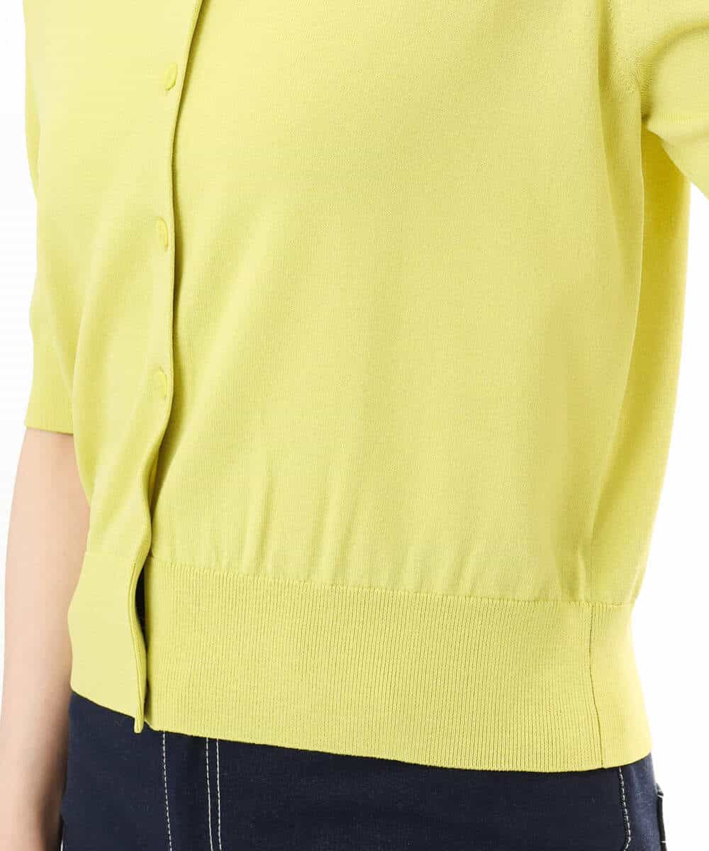 FOSHD60130 MK MICHEL KLEIN(MK ミッシェルクラン) [UVカット/接触冷感/洗える]5分袖ニットカーディガン レモンイエロー