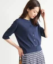 FOSHD60130 MK MICHEL KLEIN(MK ミッシェルクラン) [UVカット/接触冷感/洗える]5分袖ニットカーディガン ネイビー
