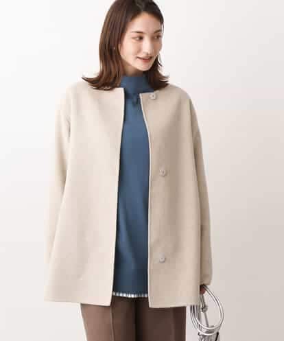 FOUAV40260 MK MICHEL KLEIN ミディ丈スムースリバーノーカラーコート