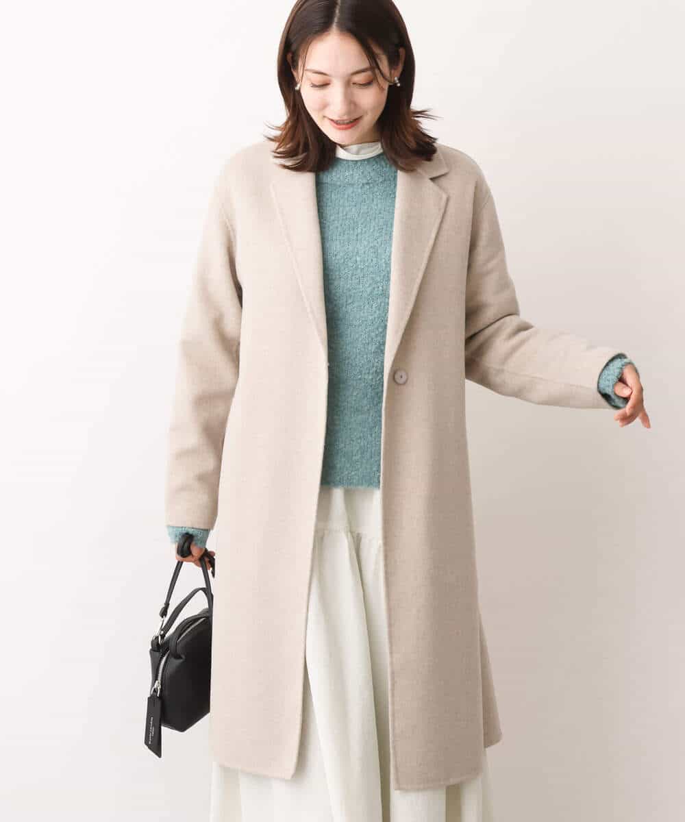 FOUAV42310 MK MICHEL KLEIN(MK ミッシェルクラン) ロング丈スムースリバーチェスターコート ベージュ