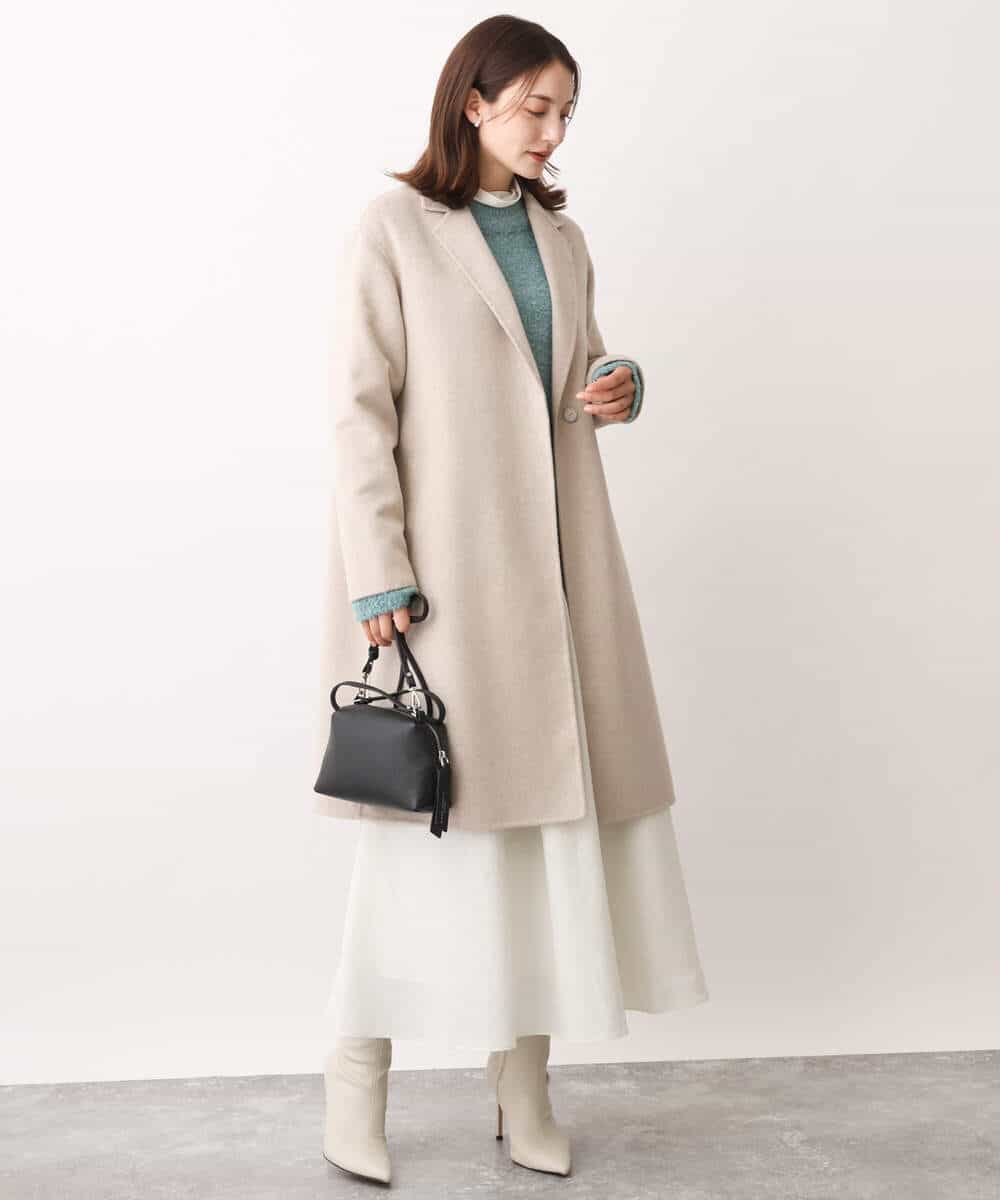 FOUAV42310 MK MICHEL KLEIN(MK ミッシェルクラン) ロング丈スムースリバーチェスターコート ベージュ