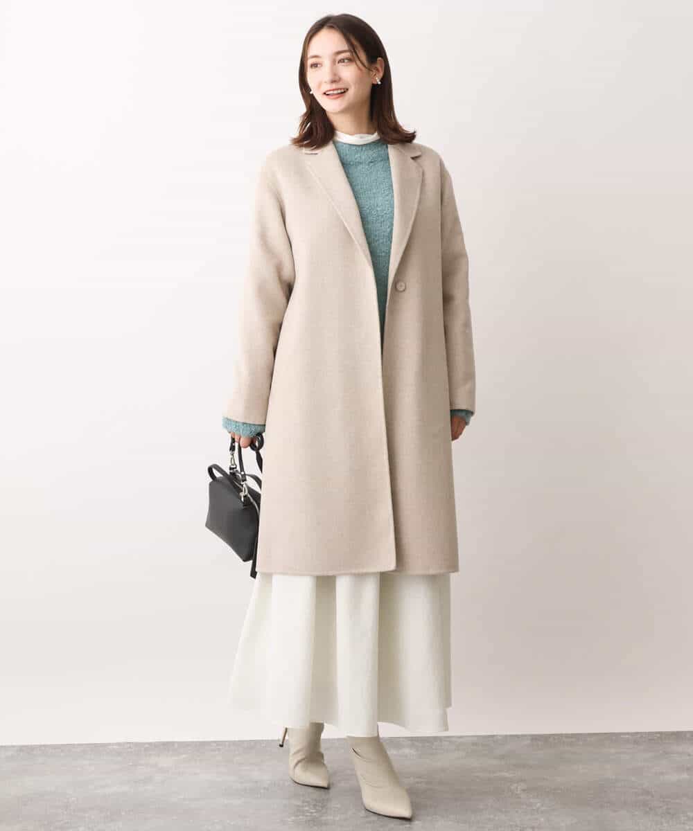 FOUAV42310 MK MICHEL KLEIN(MK ミッシェルクラン) ロング丈スムースリバーチェスターコート ベージュ