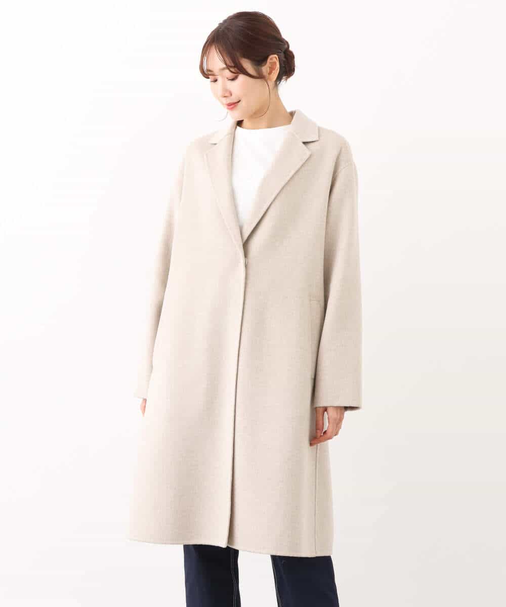 FOUAV42310 MK MICHEL KLEIN(MK ミッシェルクラン) ロング丈スムースリバーチェスターコート ベージュ