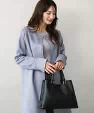 FOVAG32220 MK MICHEL KLEIN(MK ミッシェルクラン) [洗える]フェイクスウェードノーカラーコート ライトブルー