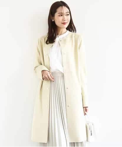 FOVDD32220 MK MICHEL KLEIN フェイクスウェードノーカラーコート/洗える