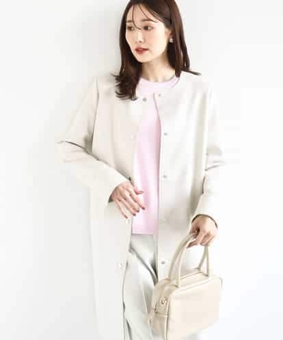 FOVDD32220 MK MICHEL KLEIN フェイクスウェードノーカラーコート/洗える