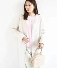 FOVDD32220 MK MICHEL KLEIN(MK ミッシェルクラン) フェイクスウェードノーカラーコート/洗える ベージュ