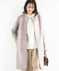 FOVDD32220 MK MICHEL KLEIN(MK ミッシェルクラン) フェイクスウェードノーカラーコート/洗える モカ