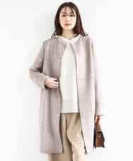 FOVDD32220 MK MICHEL KLEIN(MK ミッシェルクラン) フェイクスウェードノーカラーコート/洗える モカ