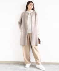 FOVDD32220 MK MICHEL KLEIN(MK ミッシェルクラン) フェイクスウェードノーカラーコート/洗える モカ