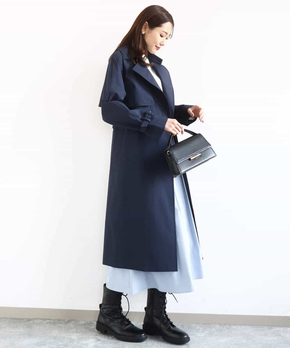 FOVFD10300 MK MICHEL KLEIN(MK ミッシェルクラン) トレンチディティールロングコート/撥水/洗える ライトブルー